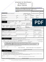 Application For Certificate of Title For Motor Vehicle