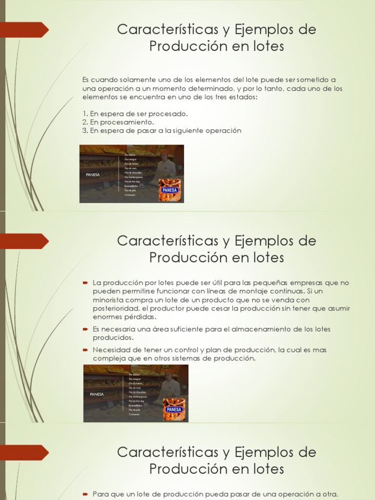 Características y Ejemplos de Producción en Lotes