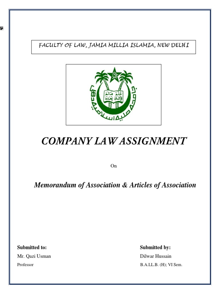 Memorandum of Associations Article of Associations the Differences abcd