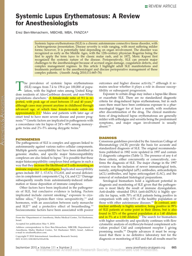Systemic Lupus Erythematosus | PDF | Systemic Lupus Erythematosus ...