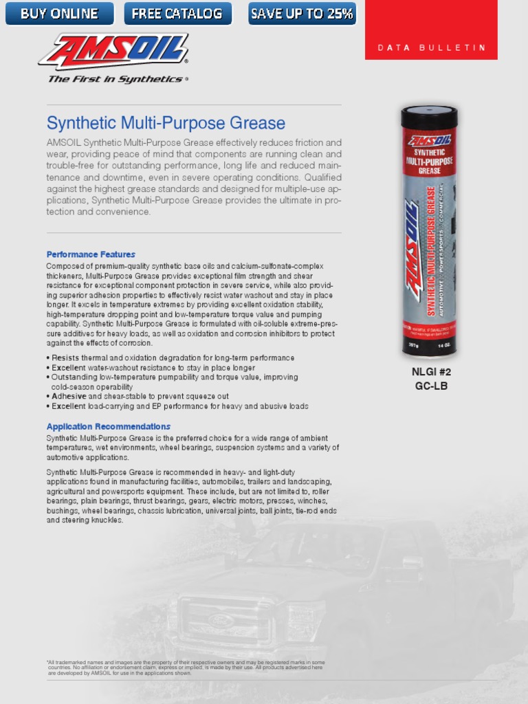 AMSOIL Synthetic MultiPurpose Grease GLC PDF Bearing (Mechanical