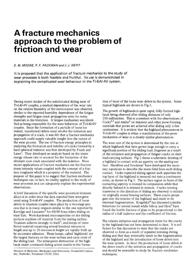 A Fracture Mechanics Apprach | PDF | Wear | Fracture