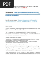 Download Strategic Management a Competitive Advantage Approach Concepts 16th Edition David Test Bank by zytuzajo SN393769503 doc pdf