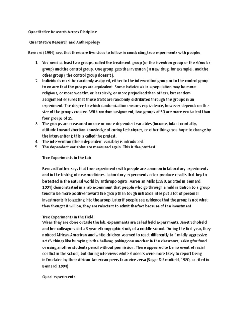 Quantitative Research Across Discipline Pdf Experiment Psychology