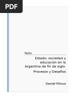 Estado, sociedad y educación en la Argentina de fin de siglo.  FILMUS Daniel