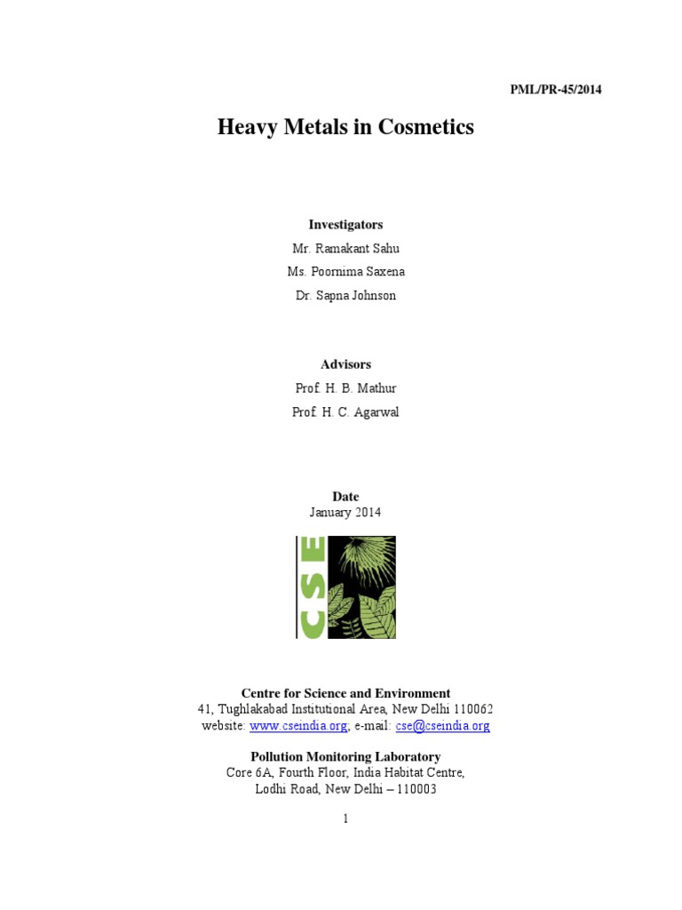 literature review on heavy metals in cosmetics