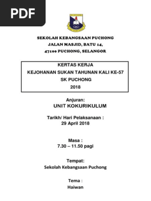 Kertas Kerja Sukan Tahunan 2018 Pdf