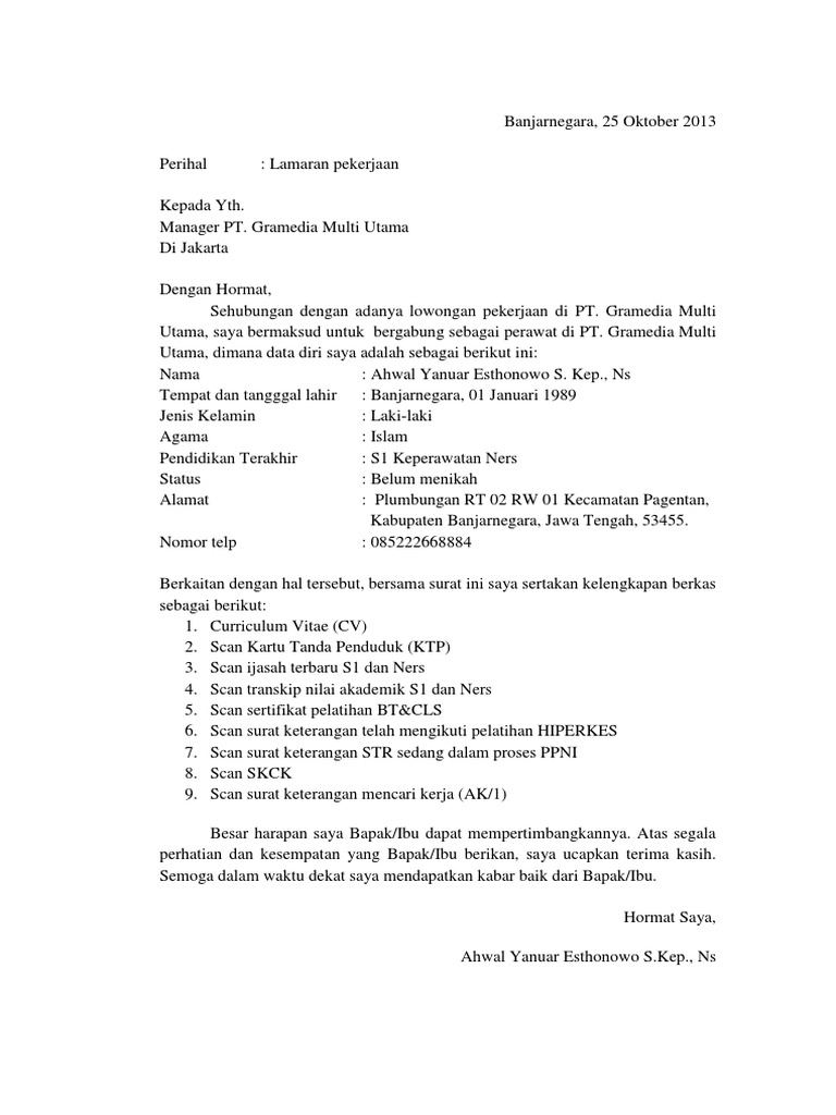 Download 67+ Contoh Surat Lamaran Kerja Gramedia Gratis Terbaru