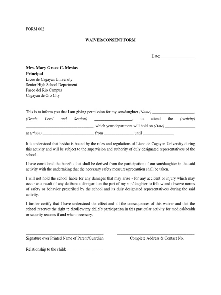 Waiver For Immersion 1 | PDF | Career & Growth
