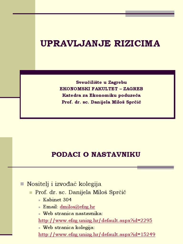 7 Modeli Ocjene Rizicnosti | PDF