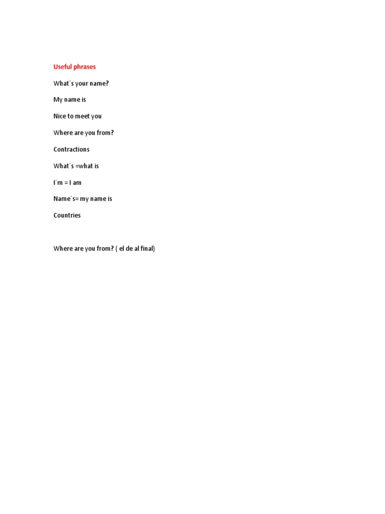 Common English Phrases & Contractions | PDF | Language Arts ...