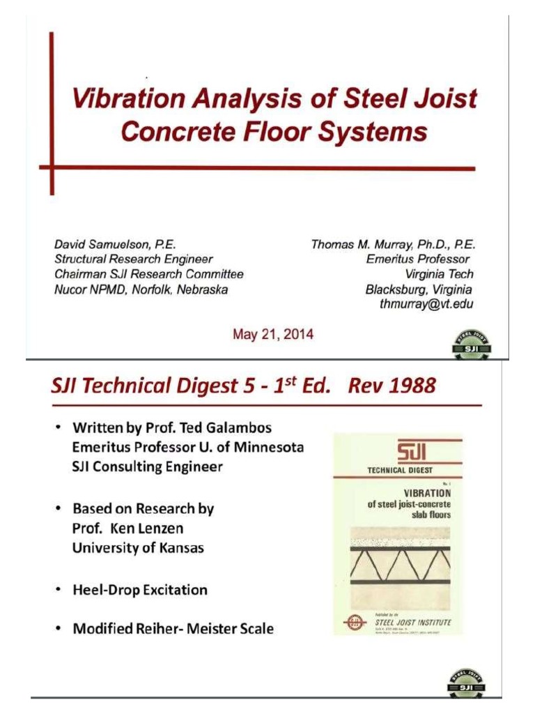 Vibration Analysis of Steel Joist Concrete Floor Systems | PDF