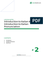 To Italian #2 To Italian Pronunciation: Lesson Notes