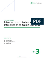 To Italian #3 To Italian Grammar: Lesson Notes