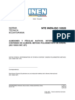 Quito Ecuador Extracto Almidones y Féculas Nativos. Determinación Del Contenido de Almidón. Método Polarimétrico de Ewers. (Iso 10520 - 1997, Idt)