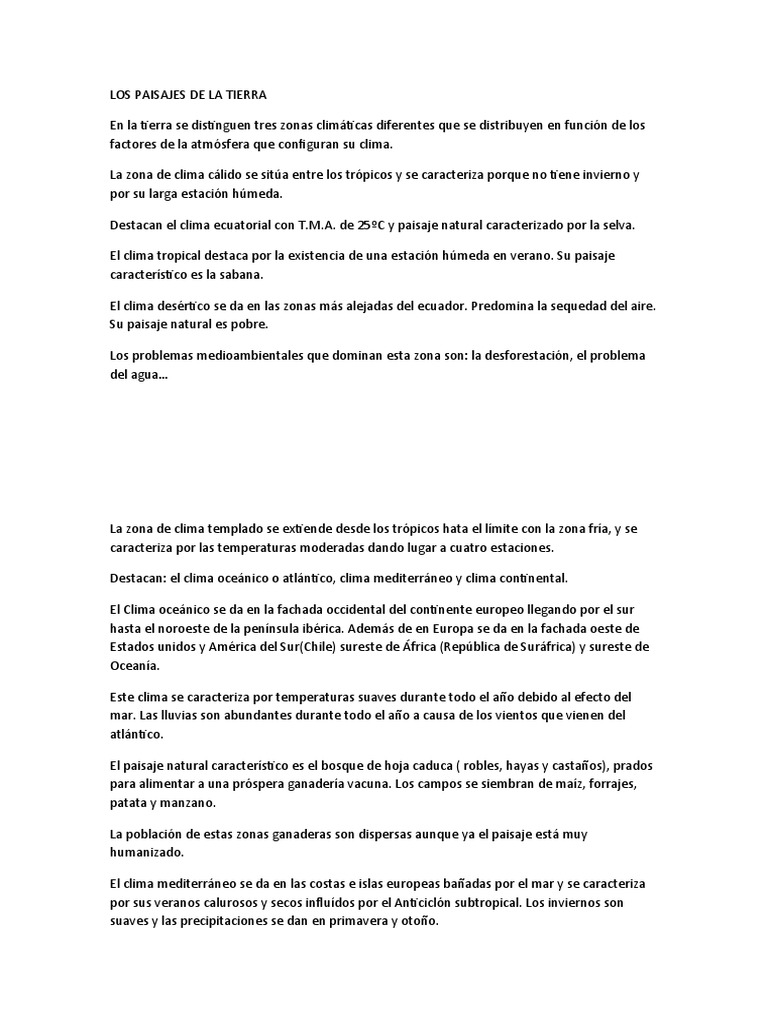 Zonas Climáticas y Paisajes de la Tierra | PDF | Clima | Clima oceánico