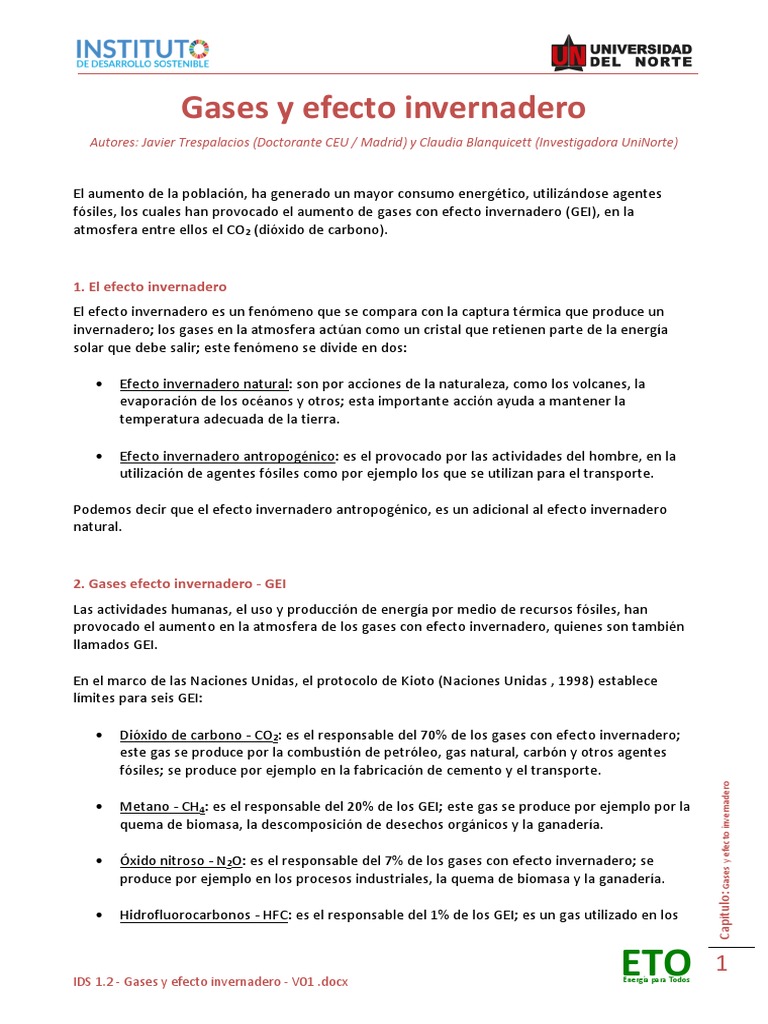Gases y Efecto Invernadero | PDF | Efecto invernadero | Dióxido de carbono