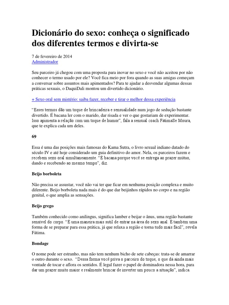 Dicionário Do Sexo | PDF | Relação sexual | Sexo