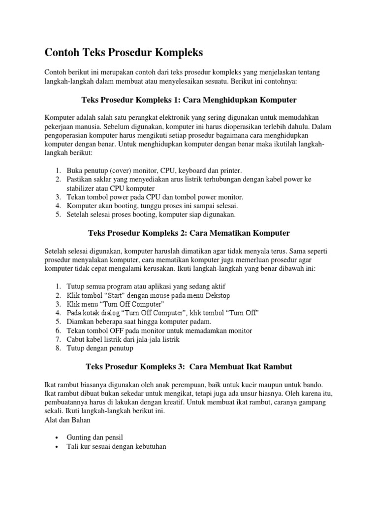 Contoh Teks Prosedur Kompleks