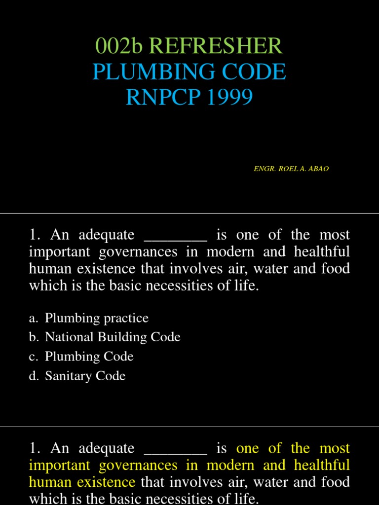 002b REFRESHER PLUMBING CODE PDF Sanitary Sewer Plumbing