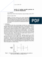 Some Statical Properties of Random Speckle Patterns in Coherent and Partially Coherent Illumination