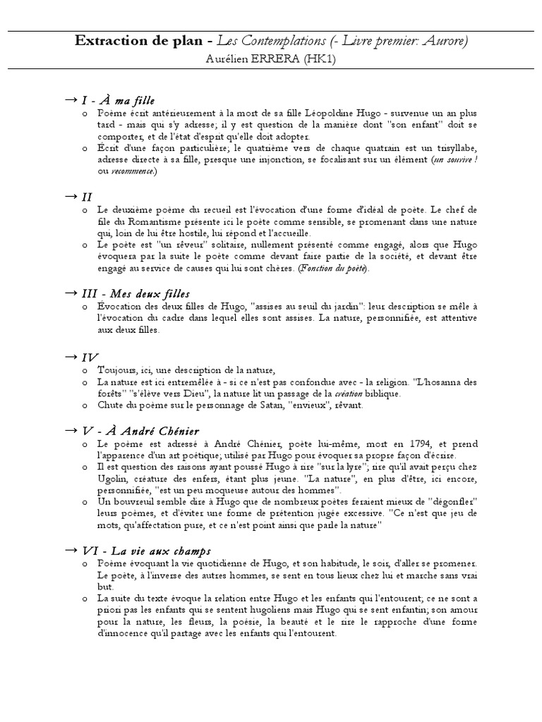 Les Contemplations Resume De Chaque Poeme