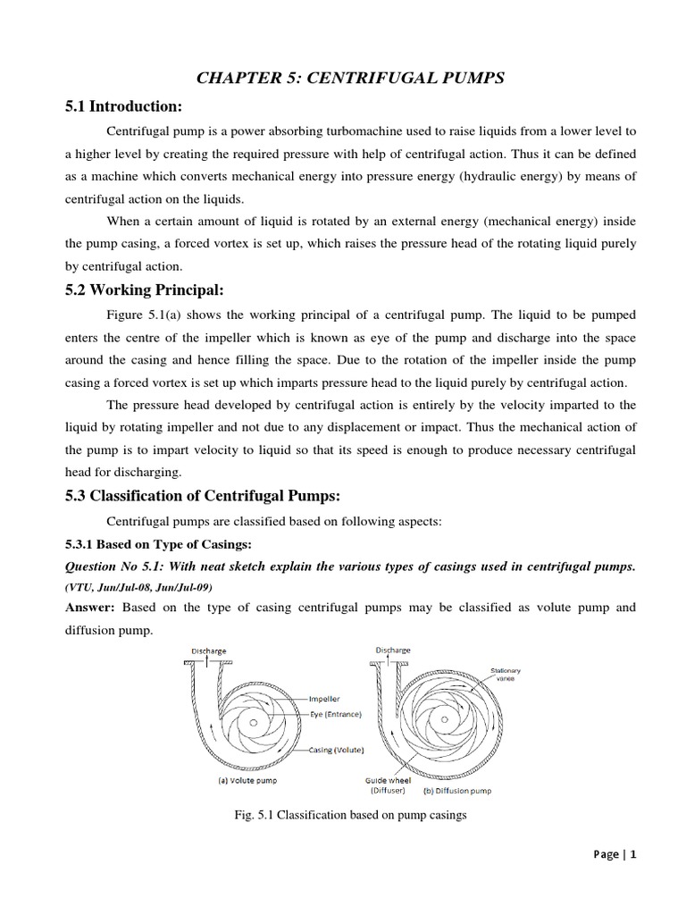 Centrifugal Pump Notes PDF Pump Gas Technologies