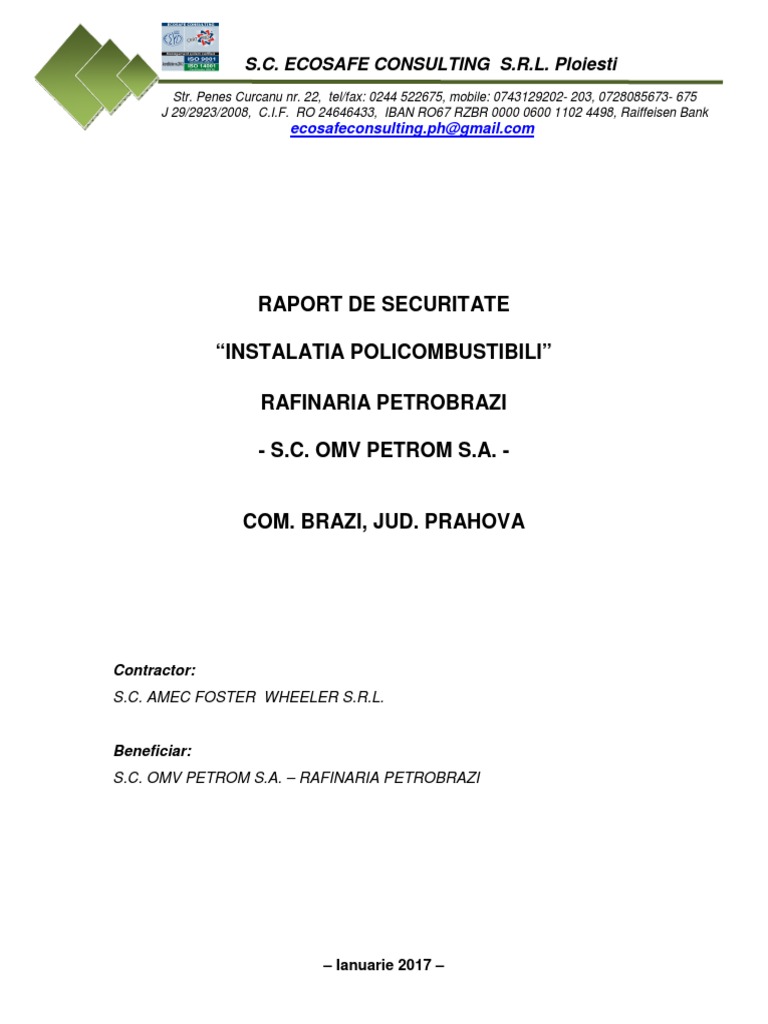 Raport de Securitate OMV Petrom Instalatie Policombustibili PDF | PDF