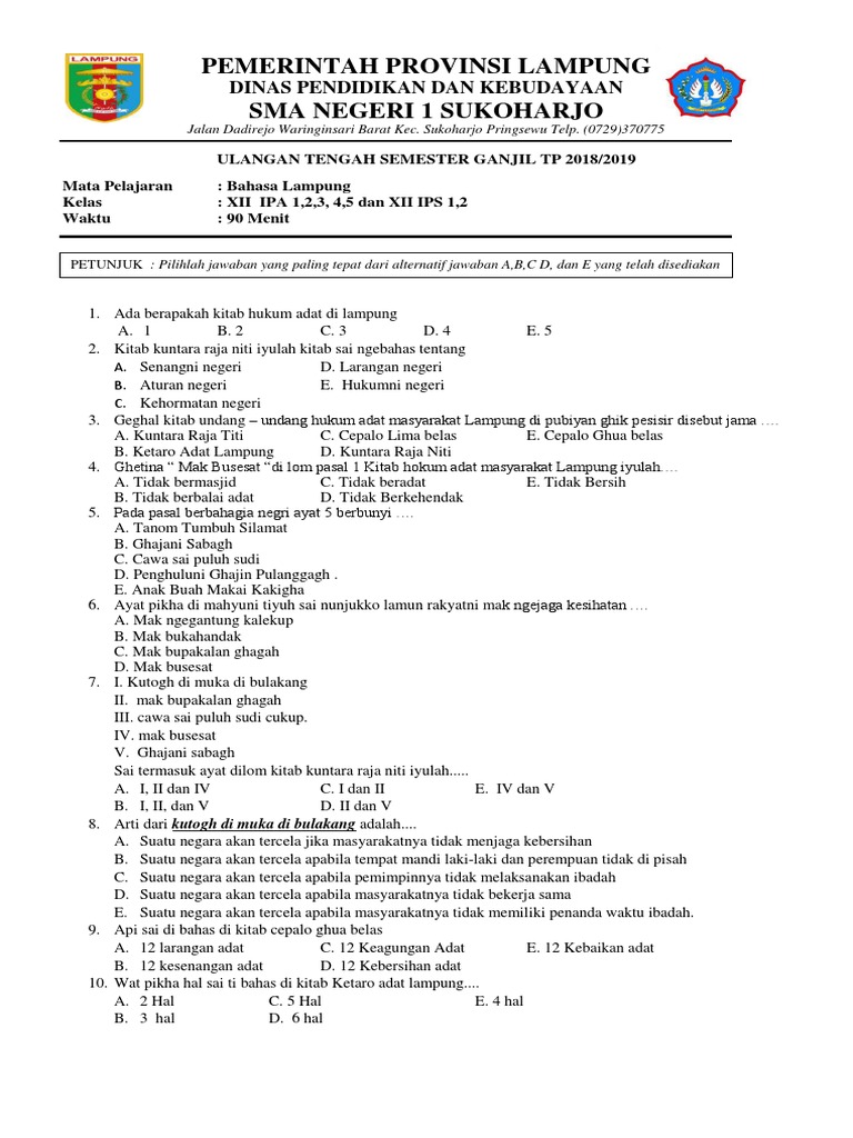 Bahasa Lampung Kelas 12