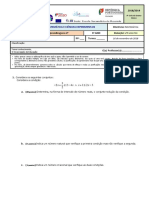 Matemática 9o Ano Ficha Controlo Aprendizagens