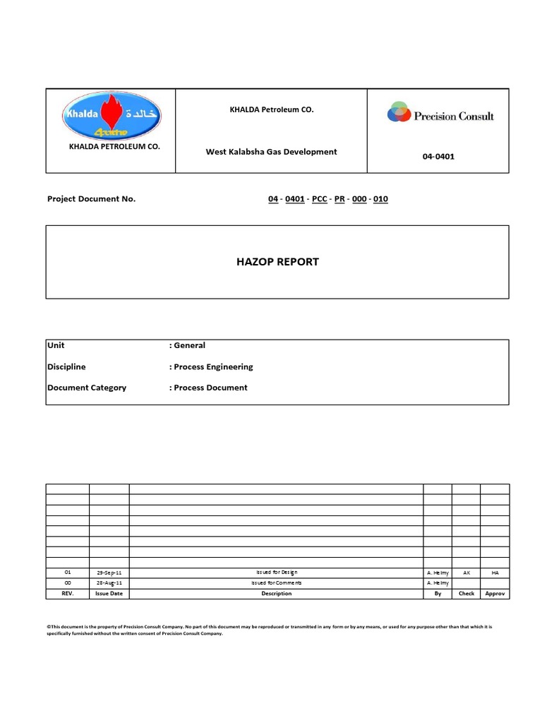 Hazop Report: West Kalabsha Gas Development 04 0401 | PDF | Business ...