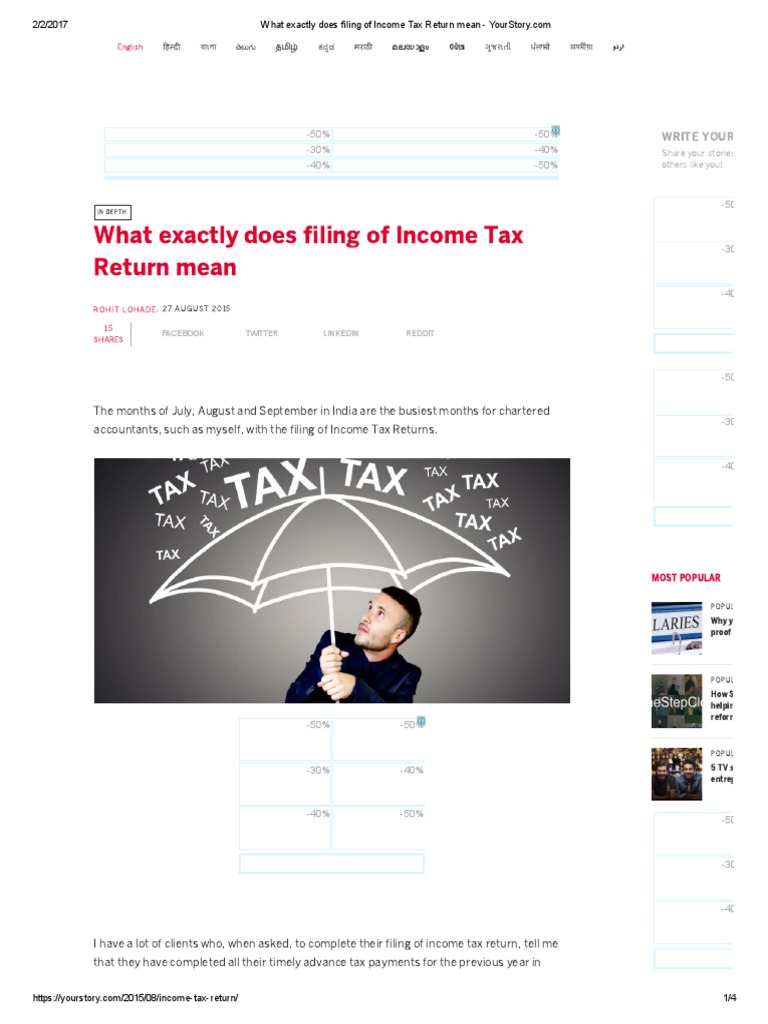 What Exactly Does Filing Of Income Tax Return Mean YourStory PDF