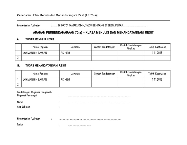 Surat Kebenaran Ap69 Dan 70 Sekolah Rendah