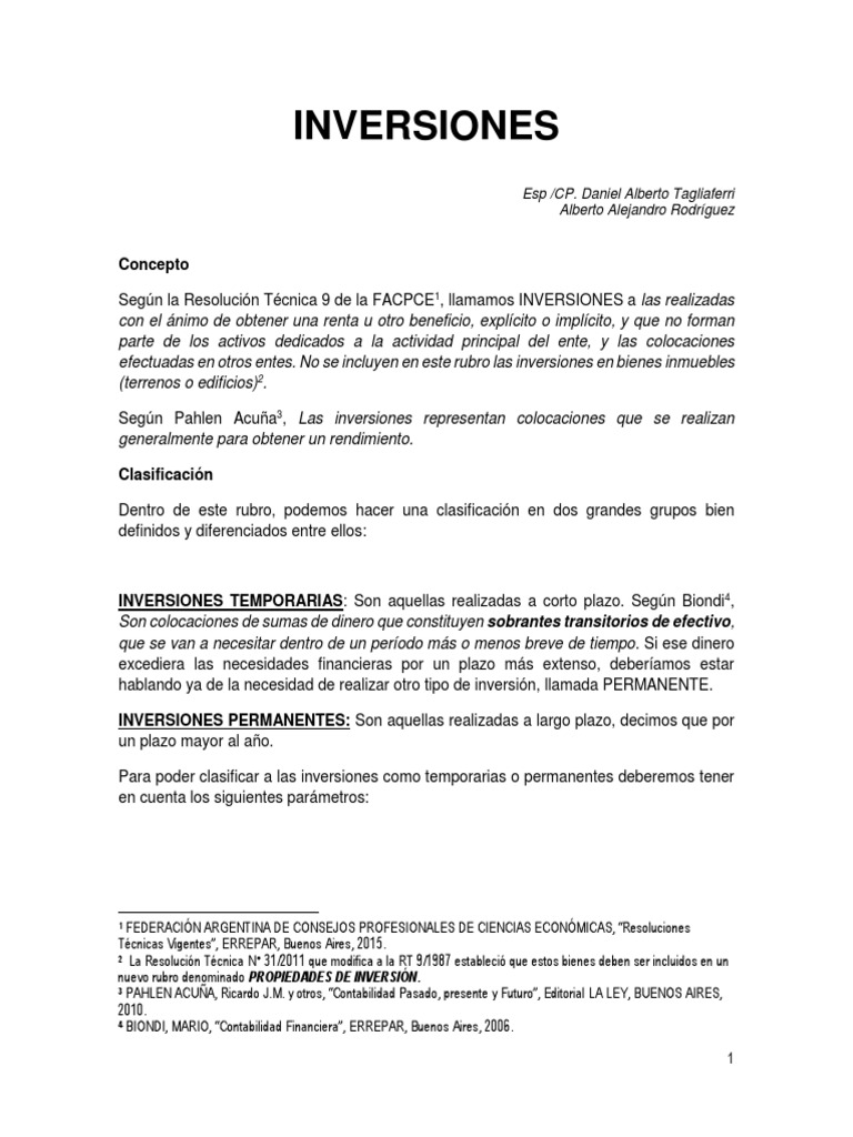 Clasificación de Inversiones Financieras | PDF | Compartir (Finanzas ...