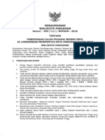 Pengumuman CPNS Kota Pariaman 2018 PDF
