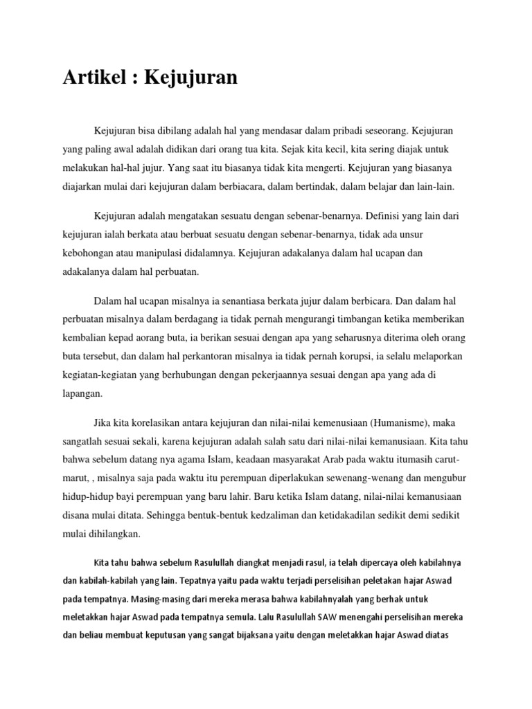 Artikel Kejujuran Pdf