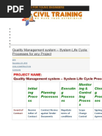 Quality Management System - System Life Cycle Processes For Any Project