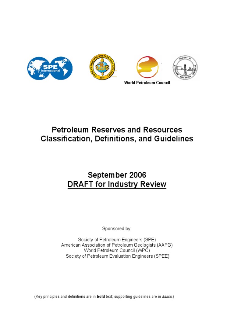 Petroleum Reserves and Resources Classification, Definitions, and ...