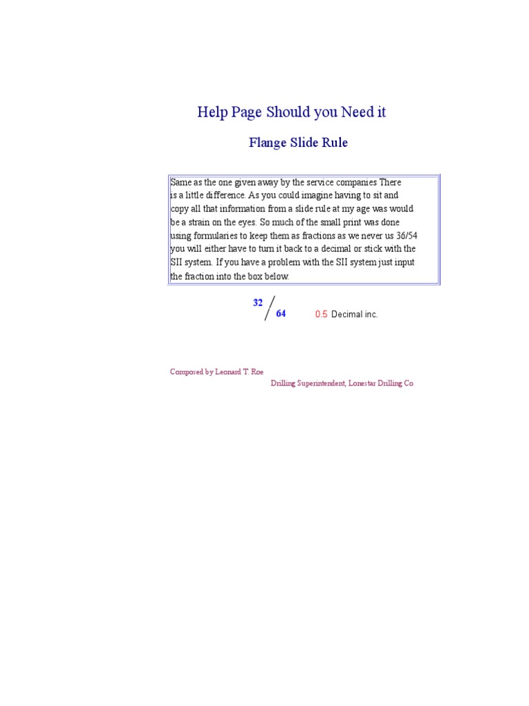Flange Slide Rule Specifications Guide | PDF | Mechanical Engineering
