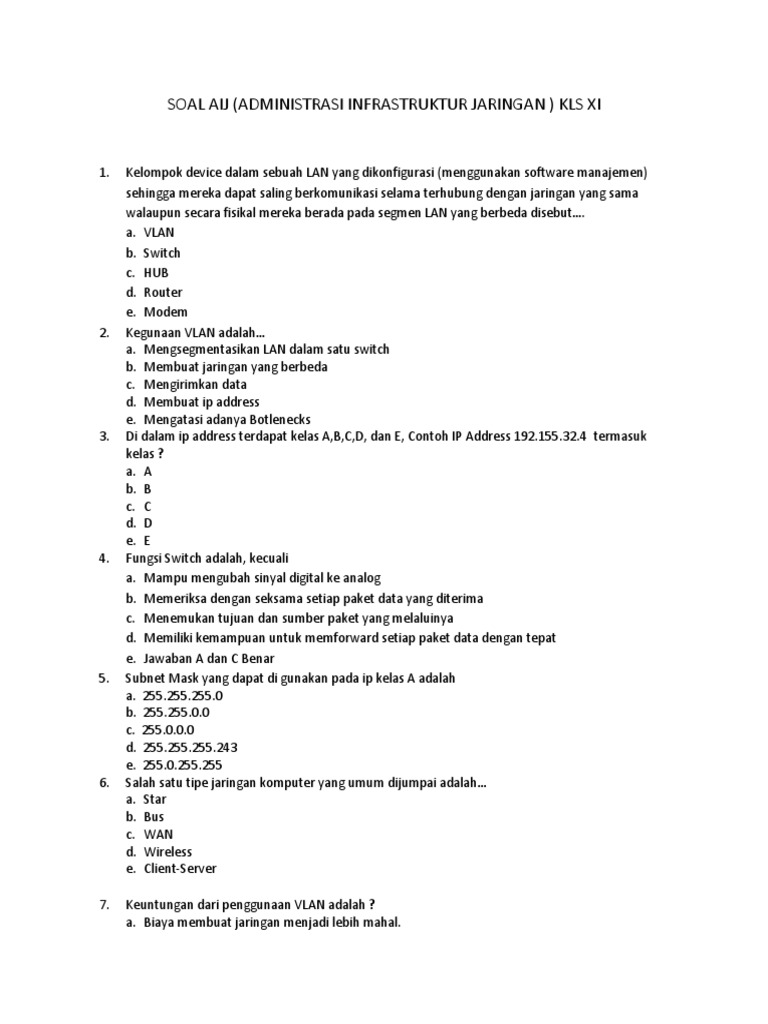 Soal Aij Kls Xi Tkj