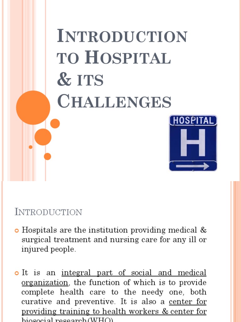 Introduction To Hospitals | PDF | Hospital | Specialty (Medicine)