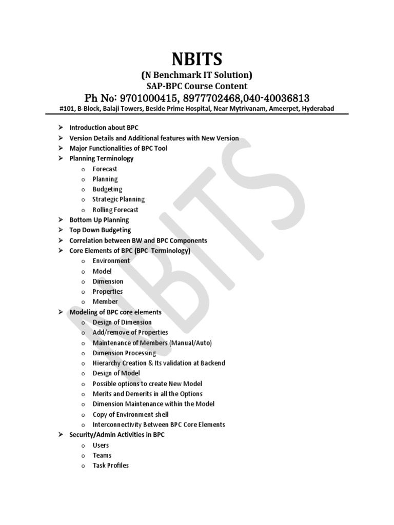 SAP BPC Course Overview and Details | PDF | Business Process ...