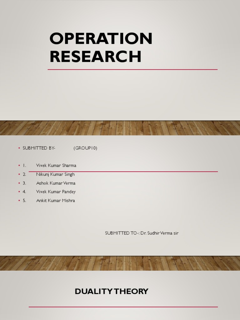 Operation Research | PDF | Mathematical Optimization | Linear Programming