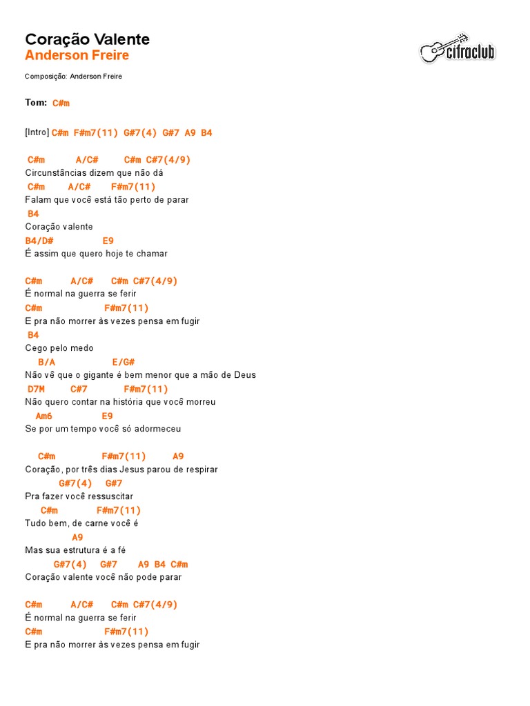 Cifra Coracao Valente Anderson Freire Pdf