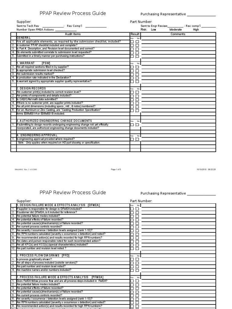PPAP Process-Guide Example | PDF | Verification And Validation ...