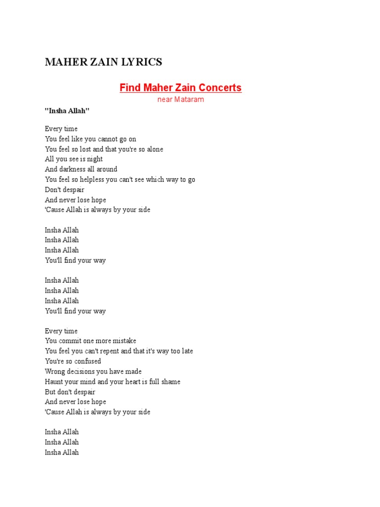 Maher Zain Lyrics