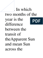 in Which Two Months of The Year Is The Difference Between The Transit of Theapparent Sun and Mean Sun Across The