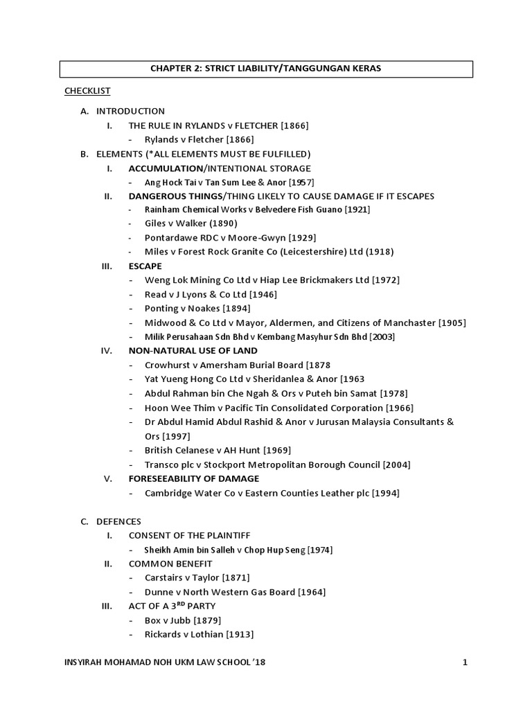 Strict Liability Tort Law Pdf Negligence Common Law