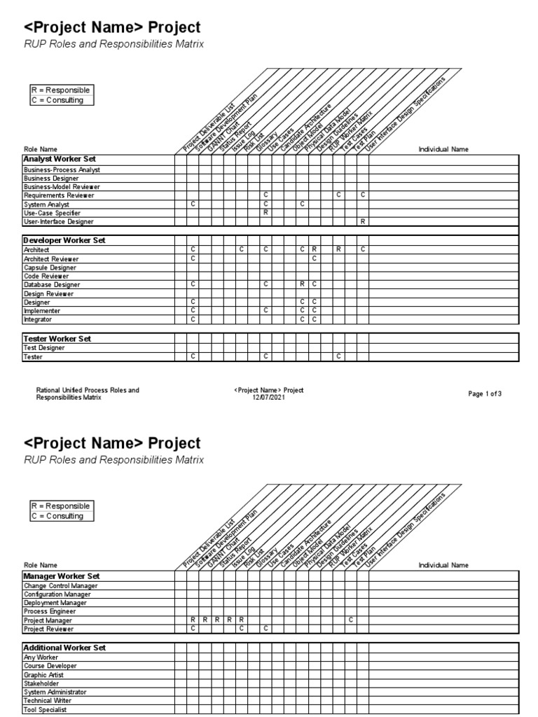 RUP Roles and Responsibilities Matrix | PDF | Matrix (Mathematics ...