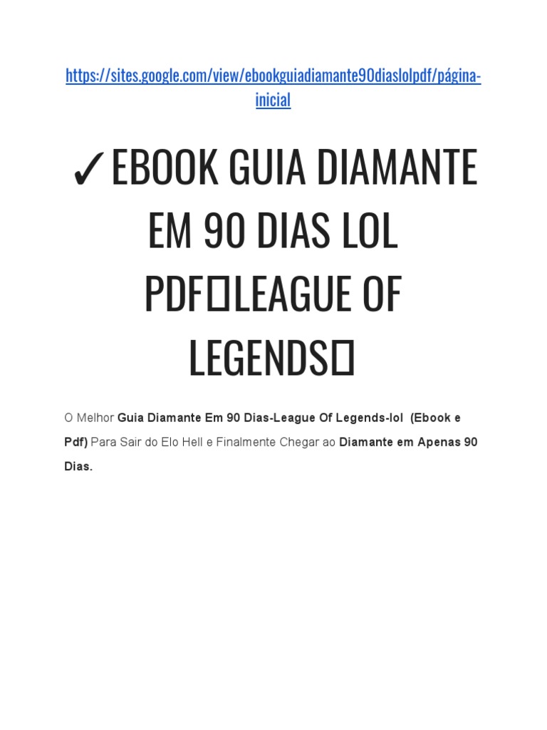 Guia Diamante em 90 Dias para LoL | PDF | E-books | Lazer